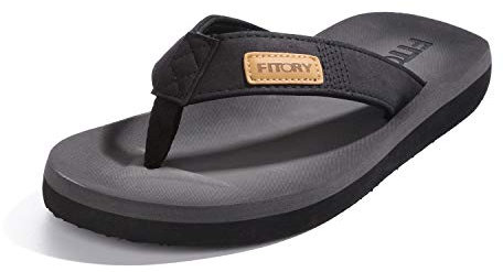 FITORY Uomo Infradito Adulto Flip Flops Scarpe da Spiaggia e Piscina Luce Antiscivolo Suola in Gomma Nero Taglia 45 EU