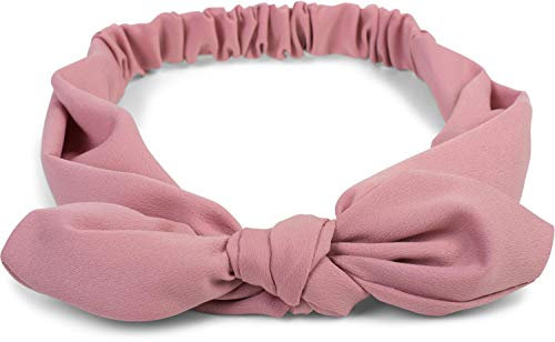 styleBREAKER Damen Haarband einfarbig mit Schleife und Gummizug, Stirnband, Headband, Pinup, Rockabilly, Haarschmuck 04026035, Farbe:Altrose