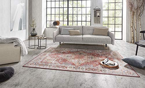 Nouristan Asmar Teppich – Wohnzimmerteppich Orient-Touch Detailiertes Muster Florales Kurflor Flachgewebe Teppich für Esszimmer, Wohnzimmer, Schlafzimmer – Ziegelrot, 160x230cm