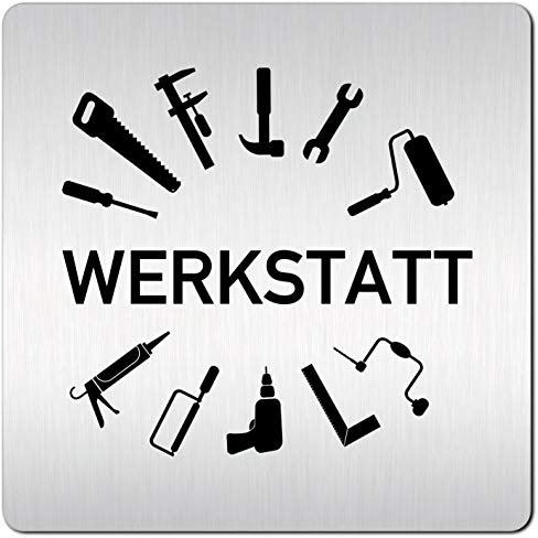 Türschilder24 XXL Schild - Türschild (B) • 125 x 125 x 1,5 mm • Werkstatt 002 • Aluminium Vollmaterial • 100% Made in Germany