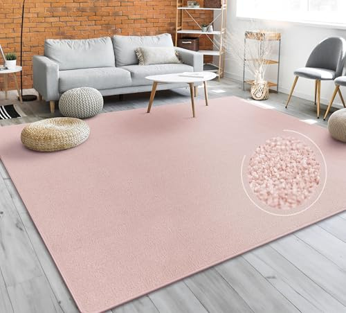 Paco Home Teppich Wohnzimmer Schlafzimmer Esszimmer Kurzflor Moderne Optik Einfarbig Pastell, Grösse:160 cm Rund, Farbe:Rosa