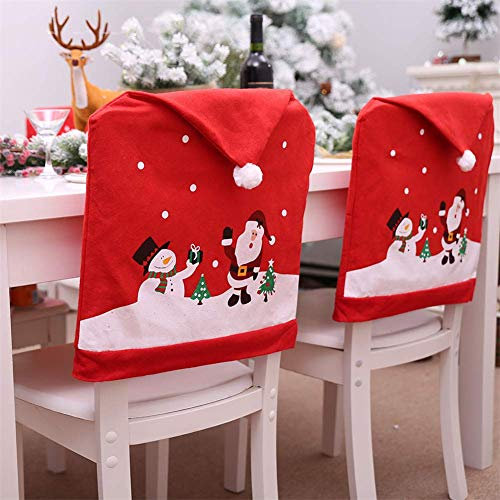 6 Stück Stuhlhussen Weihnachten Stuhlbezug Rot Nikolausmütze Stuhl Stuhlüberzug Weihnachtsmütze Weihnachtsdeko für Weihnachten Dinner Stuhl Hussen