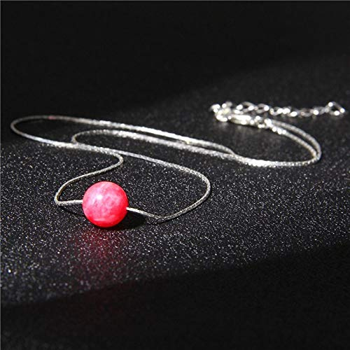 Edelstein Anhänger Halskette，Naturstein Kristallperlen Rhodochrosit Anhänger Halsketten Mit Silber Lange Kette Weihnachtsschmuck Geschenk Für Frauen Männer