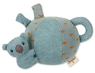 Sterntaler Stay True to Nature Babyball - Aktivball Koala Kalle, Spielball für Babys - nachhaltige Serie - Softball Baby, Stoffball aus Bio-Baumwolle, weicher Strick Ball, Hellblau