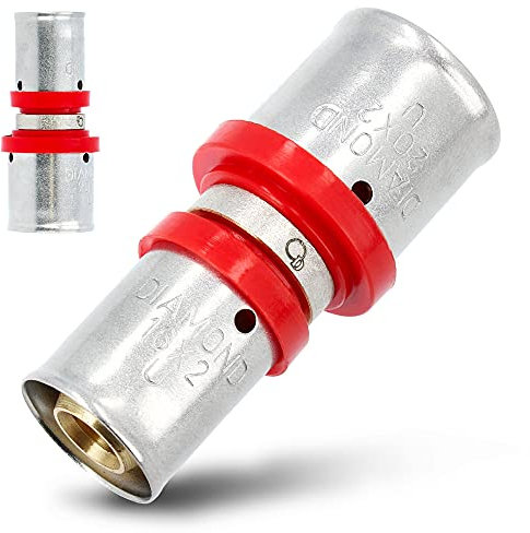 Pressfitting Kupplung PEX 16 x 20 mm Muffe Übergang für Aluverbundrohr Mehrschichtverbundrohr Verbundrohr Mit Dichtungsringe Oring | Heizungs- Sanitär- Trinkwasserinstallation | 10 Bar