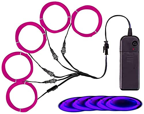 Balabaxer EL-Draht, Noise Reduction Neonlichter Draht 5-in-1 Meter, Elektrolumineszenzdraht für Halloween, Weihnachtsfest, DIY-Dekoration…… (Violett)