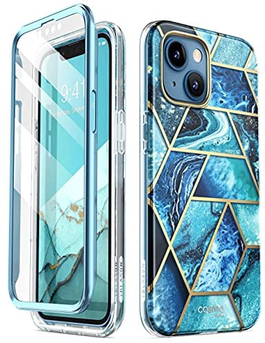i-Blason Cosmo Series Case for iPhone 13 Mini 5.4 inch (2021 Release), Slim Full-Body Stylish Protective Case with Built-in Screen Protector (Ocean)