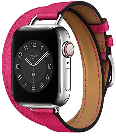 HEYOZURY Compatibile con Apple Watch Cinturino Double Tour Pelle Donne 45mm 44mm 40mm 41mm 49mm,Originale Vera Pelle Braccialetto for iWatch Series 10/9/8/7/6/SE/5/4/3/2/1