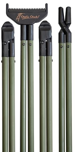 4 STABLE STICKS - Modèle Essential Green - Canne de Pirsch et de tir à Longue Distance - Stabilité optimale - Démontable - pour Tirs Debout Uniquement - Légère Et Résistante - Vert
