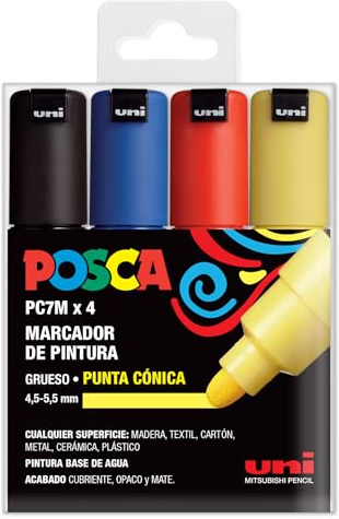 Posca Stiftetui, PC-7M, Grundfarben, 4 Stück