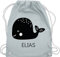 Turnbeutel Rucksack - Skandi Style Tasche Scandi bedruckt - Wal mit Name - Unisize - Pastell Blau