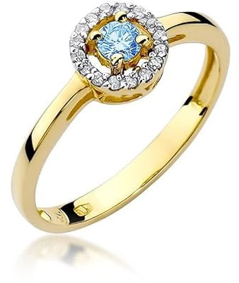 Damen Ring 585 14k Gold Gelbgold echt Topas Edelstein Diamanten Brillanten