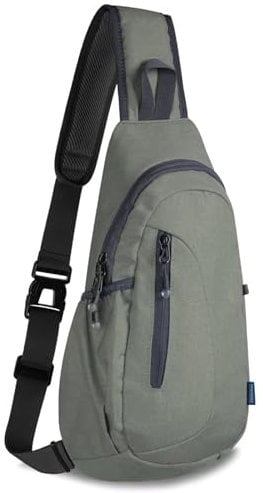 TITECOUGO Small Sling Bag Lightweight Canvas Crossbody Bag for Women Rucksack for Men Running Backpack Travel Chest Pack Shoulder Daypack for Gym Work Outdoor Hiking Sports Dark Grey