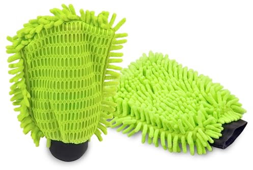 Hypafol Mikrofaser Waschhandschuh (2er Pack) für das Auto, Motorrad, Haushalt etc. I Saugstark, kratzfrei, weich & schnell trocknend | Putzhandschuh für Autowäsche, Fensterreinigung
