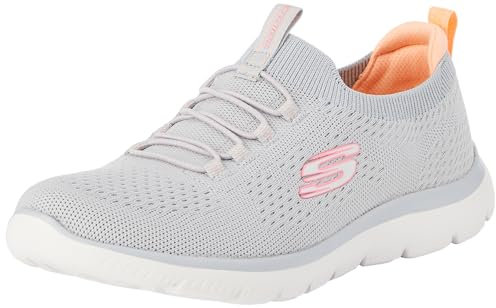 Skechers Summits, Zapatillas Mujer, Gray Knit Pink Coral Trim, 40.5 EU