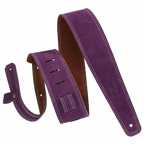 Nefelibata Gitarrengurt, 2,5 breite Gitarrengurte aus bayerischem Walzleder mit Schaumstoffpolsterung und Kabelaufbewahrungsschlaufe, für Kinder, Männer und Frauen, für Akustik-, Bass- und E-Gitarren