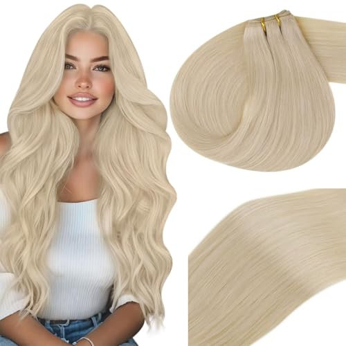 Vivien Echthaar Tressen Extensions Bleichmittel Blond Extensions Echthaar Tressen Remy Extensions Tressen Haarverlangerung Blond #613 40cm 100g Naturlich
