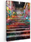 MuchoWow© Bilder Groß 80x120 cm XXL Wohnzimmer Deko Modern Wandbild Foto auf Leinwand Bild Schlafzimmer Room Decor Geschenke Banksy - Street Pop Art - Treppe - Graffiti - Farben - Kunst
