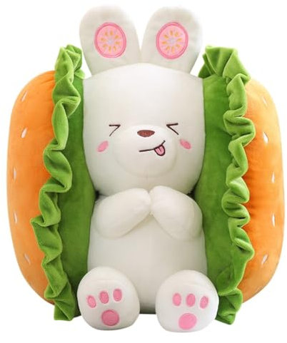 ISAKEN Plüsch Burger Kissen Corgi Puppe Hamburger Plüschtier Hase Kuscheltier Niedliches Tiere Spielzeug Stofftier Kuschelkissen Plüschkissen Geschenke für Heimdekoration, Freunde, Kindergeschenk