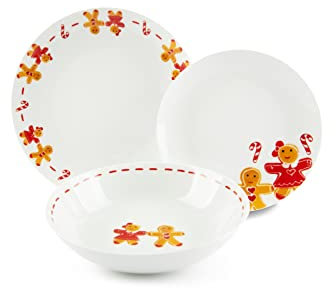 Excelsa Ginger Boy & Girl Servizio Piatti 18 Pezzi, Porcellana, 6 Persone