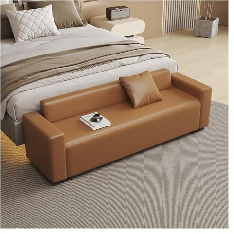 Bettbank Bettbank for Schlafzimmer, Schlafzimmerbank, Eingangsbank mit gepolstertem Sitz und Massivholzbeinen for Wohnzimmer, Esszimmer, Eingangsbereich, Schlafzimmer Polsterbank ( Color : Orange , Si