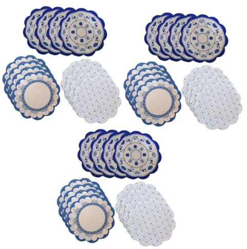 GLEAVI 36pezzi Piatti Di Carta Stile Cinese Forma Di Fiore Elegante Design Porcellana Blu e Bianca Per Feste Matrimoni e Occasioni Speciali Di Usa e Getta Facili Da Pulire