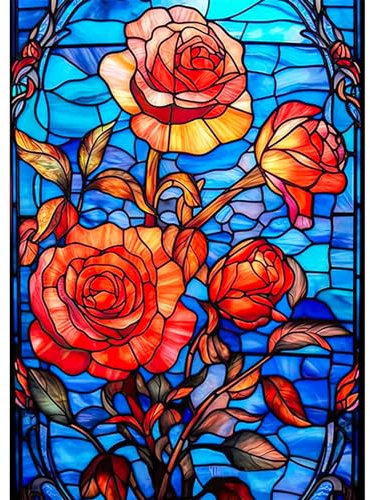 AIRDEA Rosen Buntglas Diamond Painting Erwachsene, 5D DIY Diamond Painting Bilde Malerei Kits für deko wohnzimmer, wanddeko, deko schlafzimmer 30x40cm