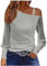 Vente Flash du Jour Et Soldes, Haut Femme Paillette Chemise Transparente Soiree T-Shirt À Manches Longues Et Col Incliné pour Femmes, Décontracté, Imprimé, Couture en Dentelle, (Gray,L)