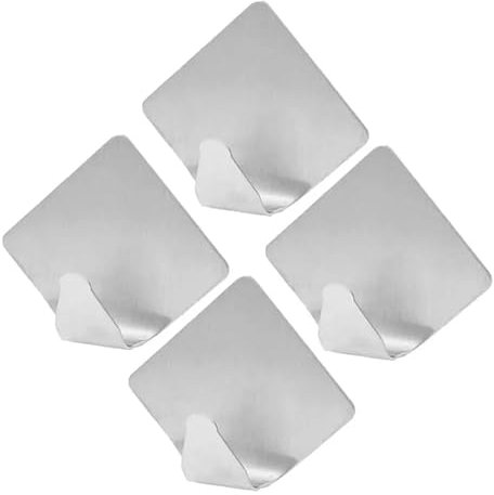 Mr. Gadget's Solutions Self-Adhesive Large Wall Hooks 4 Pack Stainless-Steel Diamond Shaped Shower Waterproof for Kitchen Bathroom Office Door Window Hanging Hooks for Easy Organization