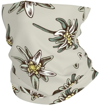 EBOSCUJW Seamless, Muster, Mit, H, Und, Gezeichnet, Farbige, Edelweiss, Bandana-Halsmanschette, weicher Gesichtsschutz, Halswärmer, Schlauch, halbe Gesichtsmaske, Schal, Sturmhaube