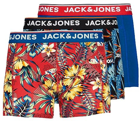 JACK & JONES Herren Unterhosen Shorts Boxershorts Trunks 3er Pack, Farbe:Mehrfarbig, Wäschegröße:L, Artikel:- Black/pompain