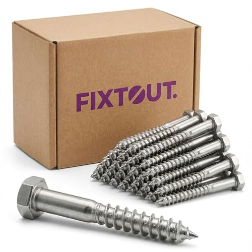 FIXTOUT.FR Fixation & Outillage NM - Tirefonds inox A2 - D. 8 x 40 mm - Tête Hexagonale - 100 pcs