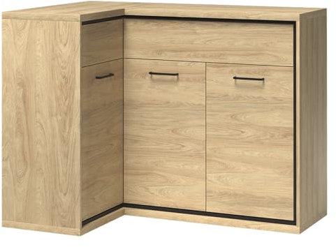 Eckkommode Sideboard Eckschrank Kommode Wohnzimmerschrank Anrichte Aufbewahrunsschrank rechts in braun in Eiche