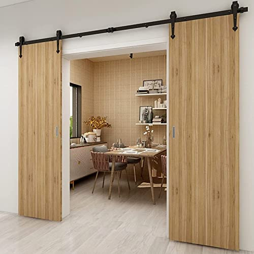 CuNtoHHH Barn Sliding Door Hardware Kit, Black Carbon Steel Barn Wood Sliding Door Track Kit, Steel Sliding Door Wardrobe Track Set