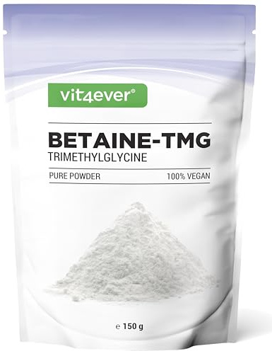 vit4ever Betain (TMG) - 150g Pulver - über 99,9% Reinheit - aus Zuckerrüben | Pflanzlich, Vegan & Glutenfrei, Trimethylglycin, bioverfügbar, hochdosiert