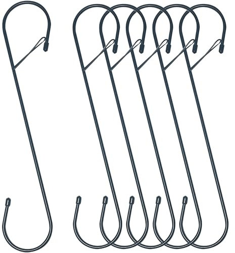 S-Haken zum Aufhängen, 30,5 cm, robust, große S-Haken mit Sicherheitsschnalle, wendbar, schwarz, S-förmige Metallhaken, Allzweckhaken, robuste Haken zum Aufhängen für Küche, Bad, Garten, drinnen,