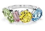 Swarovski Gema Cocktailring für Damen, rhodiniert, gemischte Schliffe, Größe 60, mehrfarbig, One Size, Kristall, Kristall