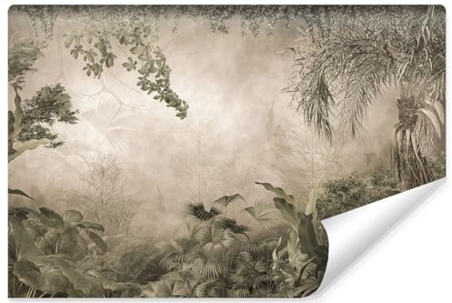 Muralo Tapete Vlies 3D, Wilde Dschungel, Kunstdruck - 368x254 cm | Beeindruckendes 3D-Design, hochauflösender Druck - ideal für Wohnzimmer und Schlafzimmer, Ein außergewöhnliches Raumerlebnis