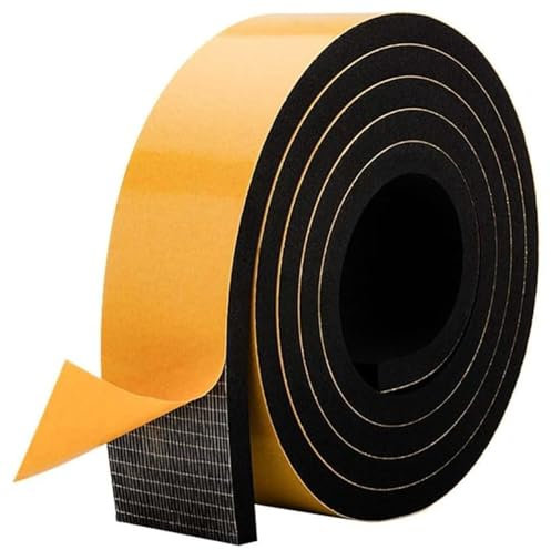 LIKERAINY Fensterdichtung Dichtungsband 51x9,5mm für Türen Fenster Schaumstoffstreifen Türdichtung Gummidichtung Schaumstoff Dichtungsstreifen Schaumdichtung Schwarz 1 Rolle 2 Meter