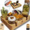 WBN Wood Couch Bar - Couchbar Snackbox aus Echtholz Linde - Snackbar, Serviertablett, Sofatablett & Organizer für Snacks & Getränke, 37x27x6,5 cm, in Natur (Teak) - Ohne Glasschalen