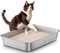 Edelstahl Katzenklo, Große Katzentoilette, XXL Katzentoilette Edelstahl Offen, Metall Katzenklo für Katzen Aller Größen & Kaninchen, Antihaftbeschichtet, Geruchsfrei, Leicht zu Reinigen, 50x35x10cm