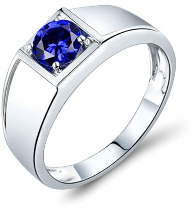 Calefee Ring Herren Gold 18 Karat, Verlobungsring für Männer mit Labor Saphir 1 ct, Weißgold 750, größe 63 (20,1)