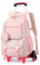 Tanou Cartable a Roulette Fille, 30L Sac à Dos ado College Décontracté avec Trolley, Sac a Dos à Roulettes Primaire Détachable pour l'école Voyage, 6 Roues, Rose
