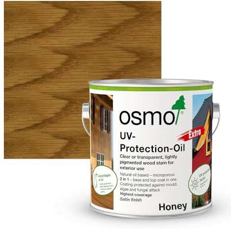 Osmo UV Protection Oil Extra, Exterior Tints Wood Finish (Honey 3071, Satin, 750ml)