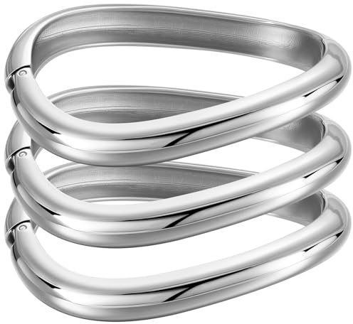 Emibele Gold Armreifen für Frauen, 3PCS Chunky Silber Armband Scharnier offen Armreif Armbänder für Frauen, Breiten Arm Manschette klobigen Schmuck Geschenke für Valentinstag Weihnachten Geburtstag