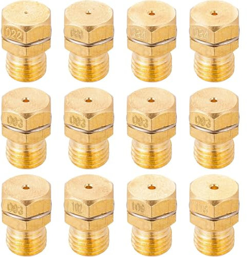 NJCXOLA 12 Pièces Gicleur gaz Butane Universels, Injecteur de Gaz Gicleur Bouteille Kit de Conversion, GPL Bouteille Gicleur Brûleur pour Cuisinière à Gaz de Brûleur0,22+0,84+0,66+0,93+1,02+1,09+1,18