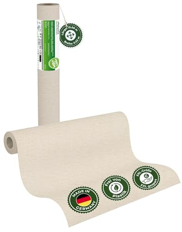 Veluxis Vliestapete UNI einfarbig Elfenbein – XXL 15,00 m × 0,53 m | matt, waschbeständig, stoßfest, Made in Germany