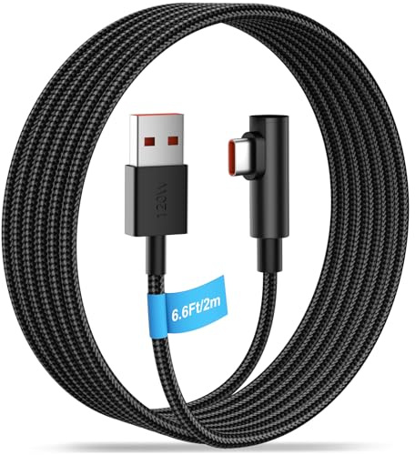 6A Braided 2m USB C Cable 100W Right Angle for XiaoMi 17/15/POCO X8 Pro Max | Data Cord Fast Charging for Redmi Note 17/15/14/13/12/11 for XiaoMi 17T 15T 14T 13T 12T 11T/POCO M8 F8 X7 Pro/Pad 8/7/6 Black
