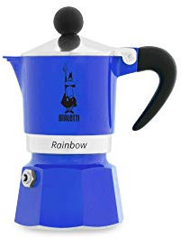 Bialetti Rainbow Cafetera Italiana Espresso,1 Taza, Aluminio, Azul
