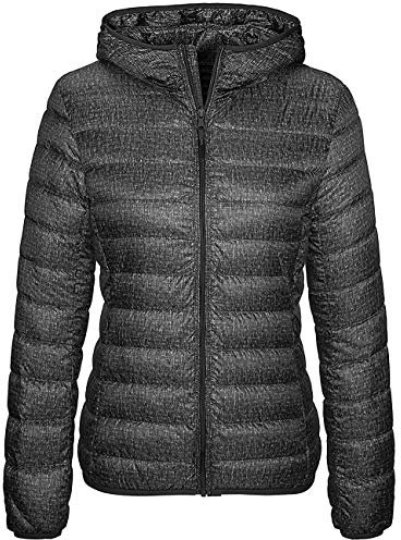 Wantdo Piumino Leggero Ripiegabile Giacca con Cappuccio Antivento Giubbotto Corto Slim Fit Giacca da Montagna Caldo Mezza Stagione Donna Grigio Scuro M